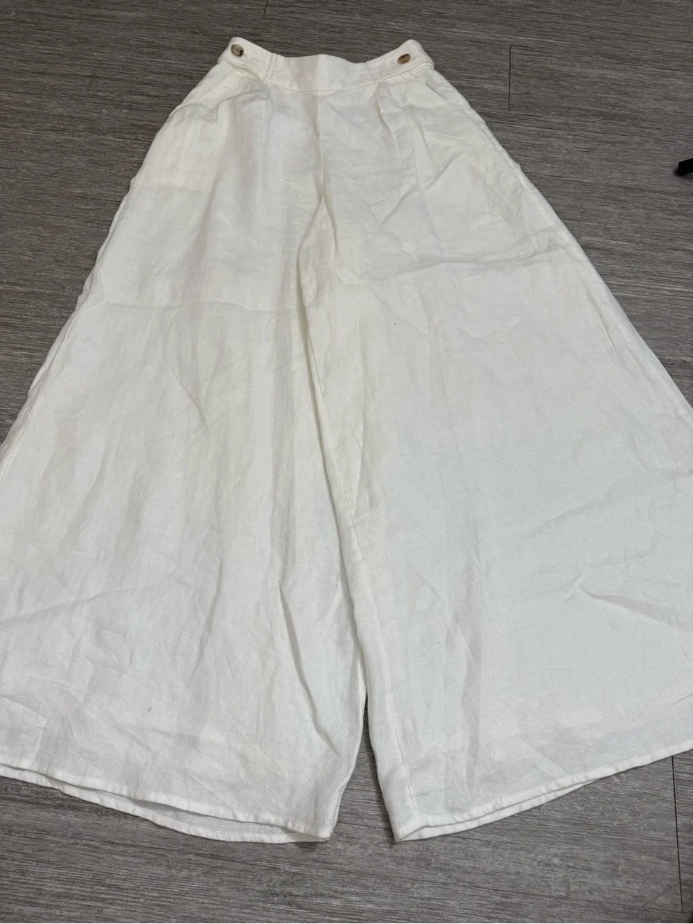 Banana Republic White 100% Linen Wide Leg Culotte Pants Size 2 Resort Beach Vaca